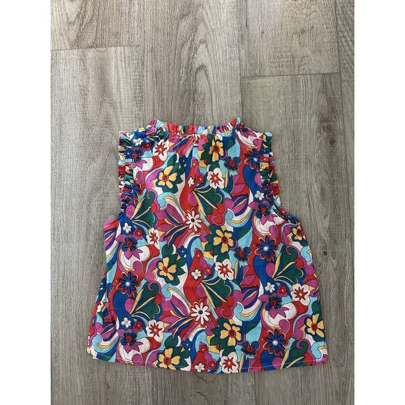 Boden Sophie Ruffle Linen Multi Top Sleeveless Floral Size US 6 - Picture 7 of 10